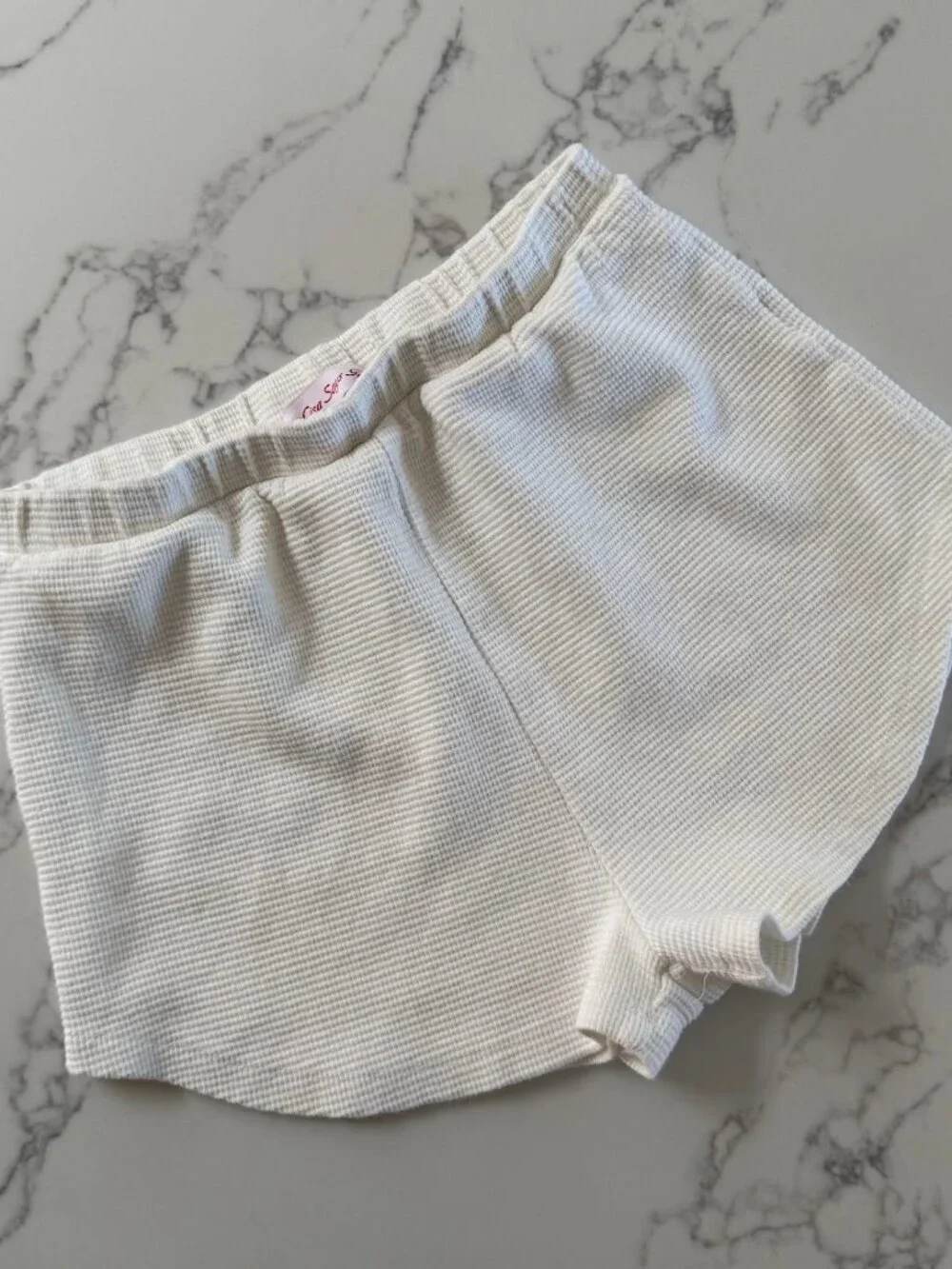 Lisa Says Gah Mia Waffle Knit Shorts - Cream - Size Medium